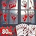 104 Pcs Scary Halloween Party Supplies Bloody Halloween Decorations Indoor, Window Decals Wall Sticker Floor Clings, Handprint Decal Footprint Sticker for Bathroom Office Window Wall Door Floor