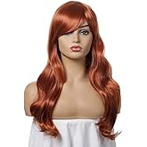 Luhuanx Women's Wigs with Bangs Long Fluffy Curly Wavy Hair Wigs for Girl Heat Friendly Synthetic Cosplay Halloween Party Wigs-Brown