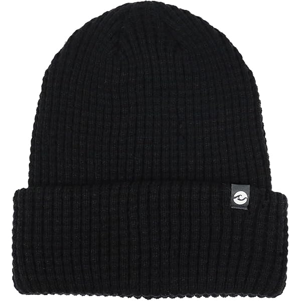 New Short Waffle Beanie, Black at Amazon Men's Clothing store