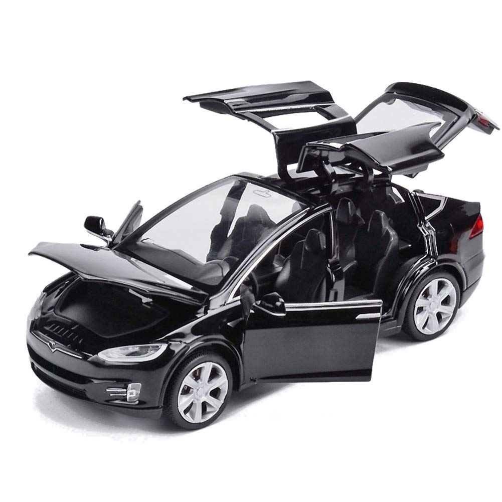 EisEyen Tesla Model X 90 1:32 Vehicle, Alloy Pull Back Toy Car with Sound & Light, Toy for Kids, Doors Open