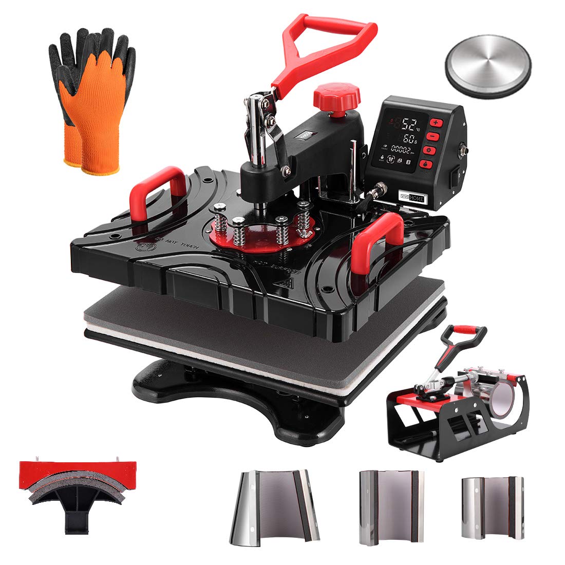 VIVOHOME Upgraded 8 in 1 Combo Multifunctional Swing Away Clamshell Printing Sublimation Heat Press Transfer Machine for T-Shirt Hat Cap Mug Plate 15 x 12 Inch ETL Listed