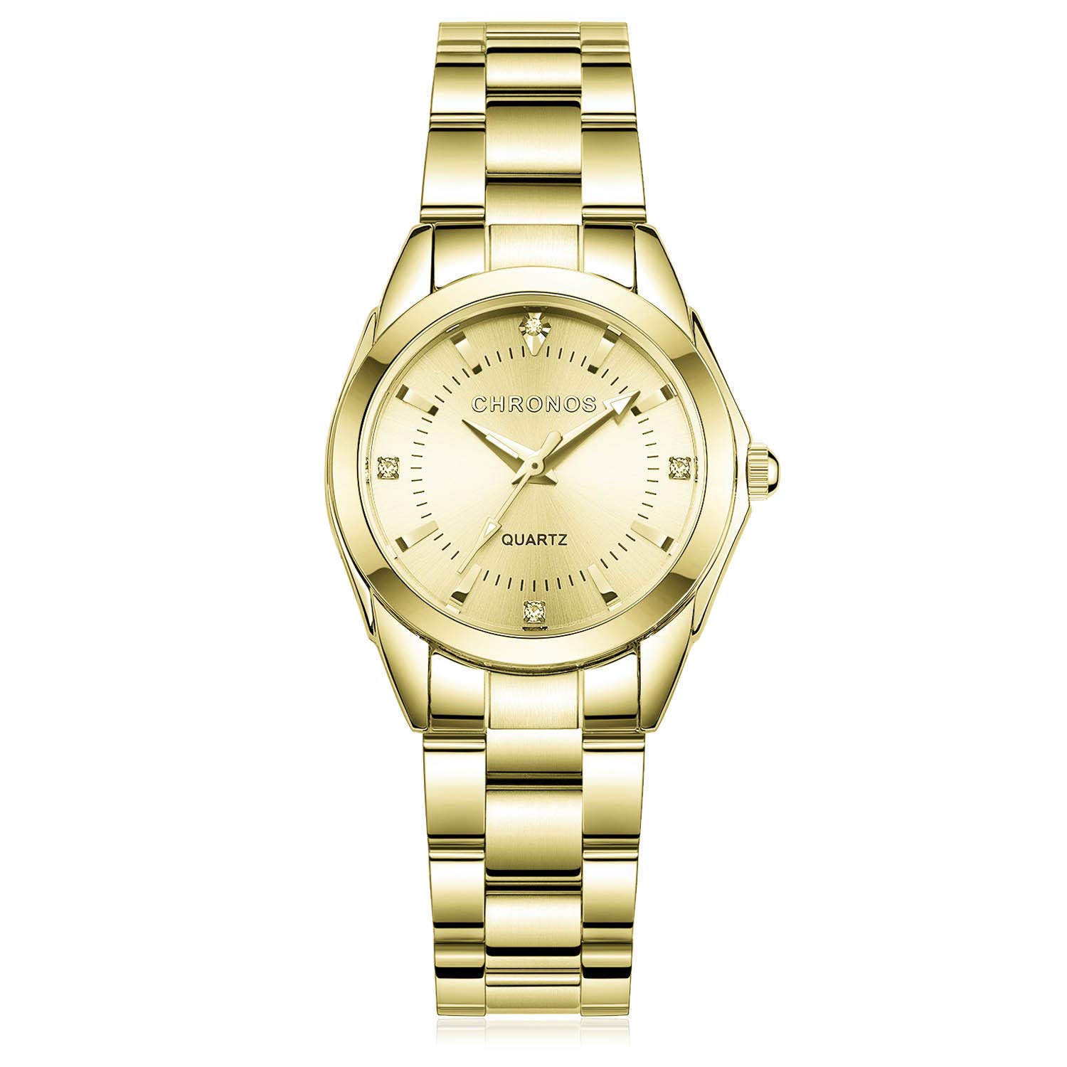 Women Lady Gold Watch Dress Analog Quartz Watch with Stainless Steel Band, Simple Design Easy Reader Wrist Casual Fashion Waterproof Water Rsistant Watches Luminous Noctilucent Wristwatch - Best GIF