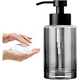 Enra Foaming Soap Dispenser, 12oz Black Thick Glass Bathroom and Kitchen Soap Dispenser with Stainless Steel Pump