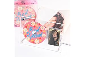 Baskiss Photocard and CD Holder Stand, Acrylic Standing Display, 66 x 91 mm Card Cares Ultra Clear Trading Cases Protectors for Kpop Photocard Baseball Basketball Photo (1CD+1Card)