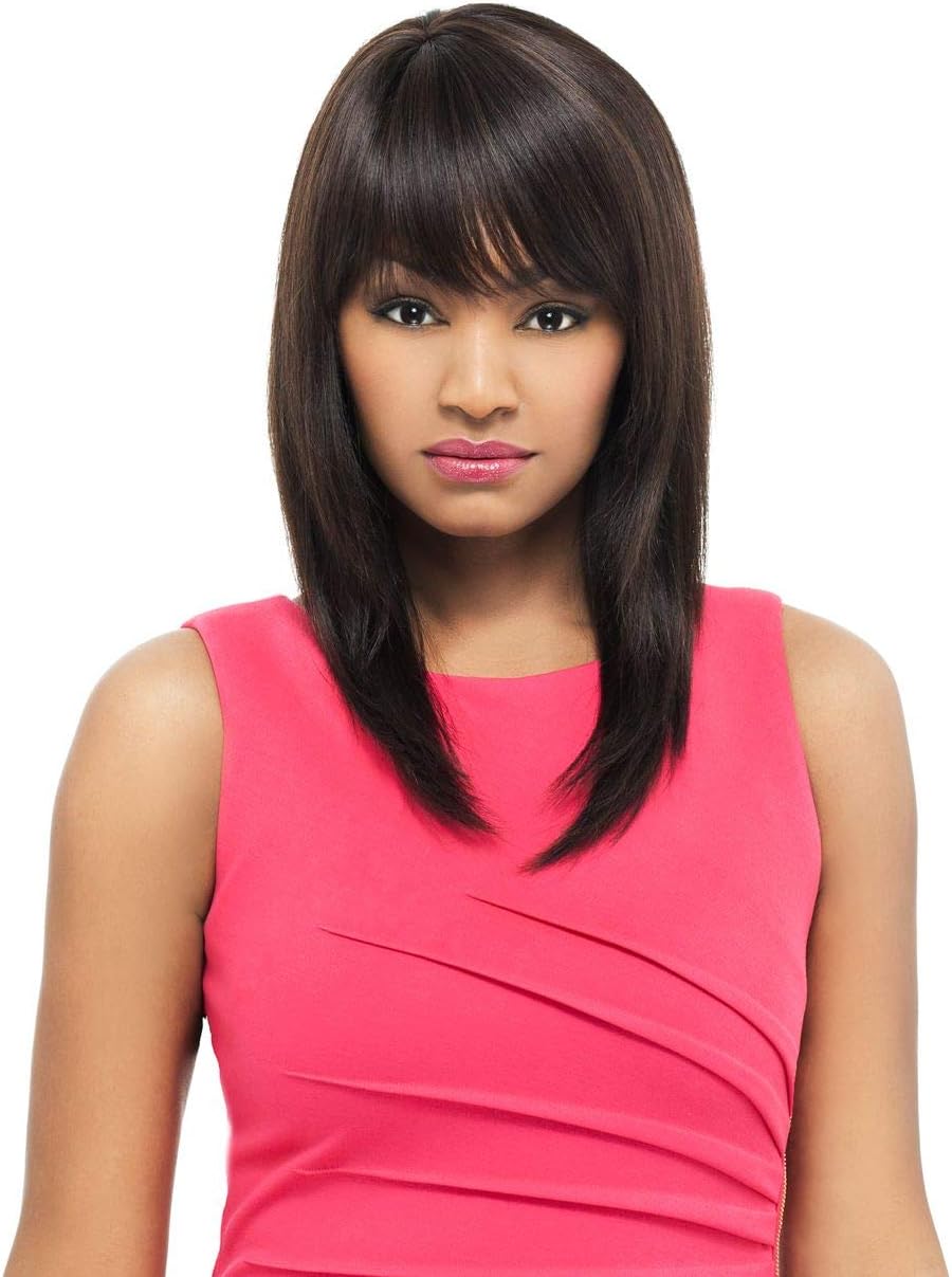 Foxy Lady Long Straight Human Hair Full Wig - Damian Color 1B Off Black