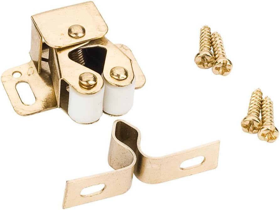 Polished Brass Double Roller Catch W/strike And Furniture