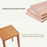 Aibiju Square Wooden Stool Dressing Table Stool Solid Wood 11.4 in Natural view 6