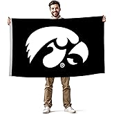 Iowa Hawkeyes College Sports Printed Flag - NCAA Licensed - Nylon - School Banner (Black, White, 3' x 5')