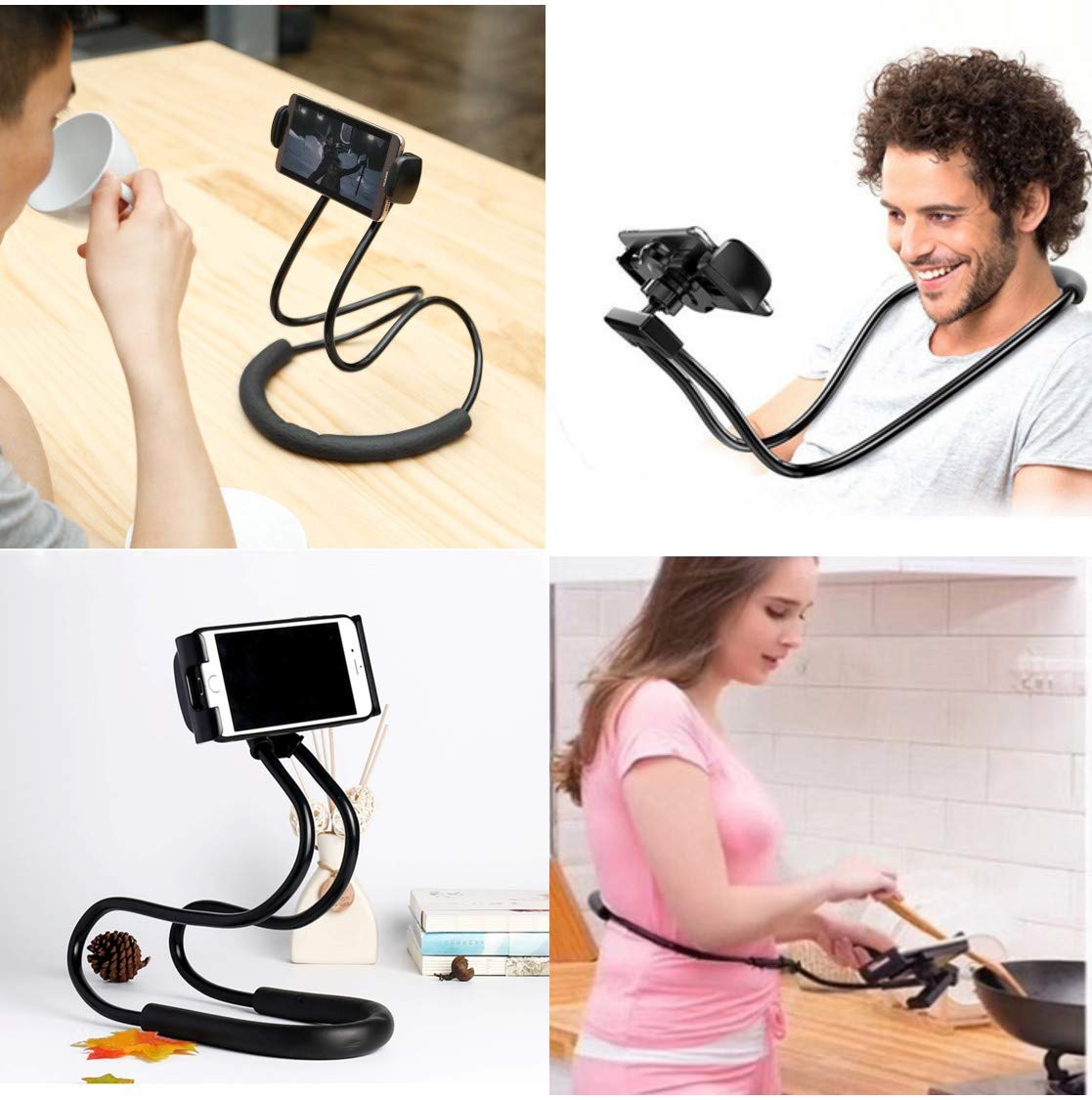 Lazy Cell Phone Holder for Neck, 360 Degree Free Rotating Mount, Universal Tablet Holder Mobile Phone Stand Bracket for Phone, iPad, Kindle