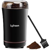 Lyfreen Electric Coffee Grinder Chopper Nuts with Stainless Steel Blade and Cleaning Brush, Black Small Nut Grinder 50g…