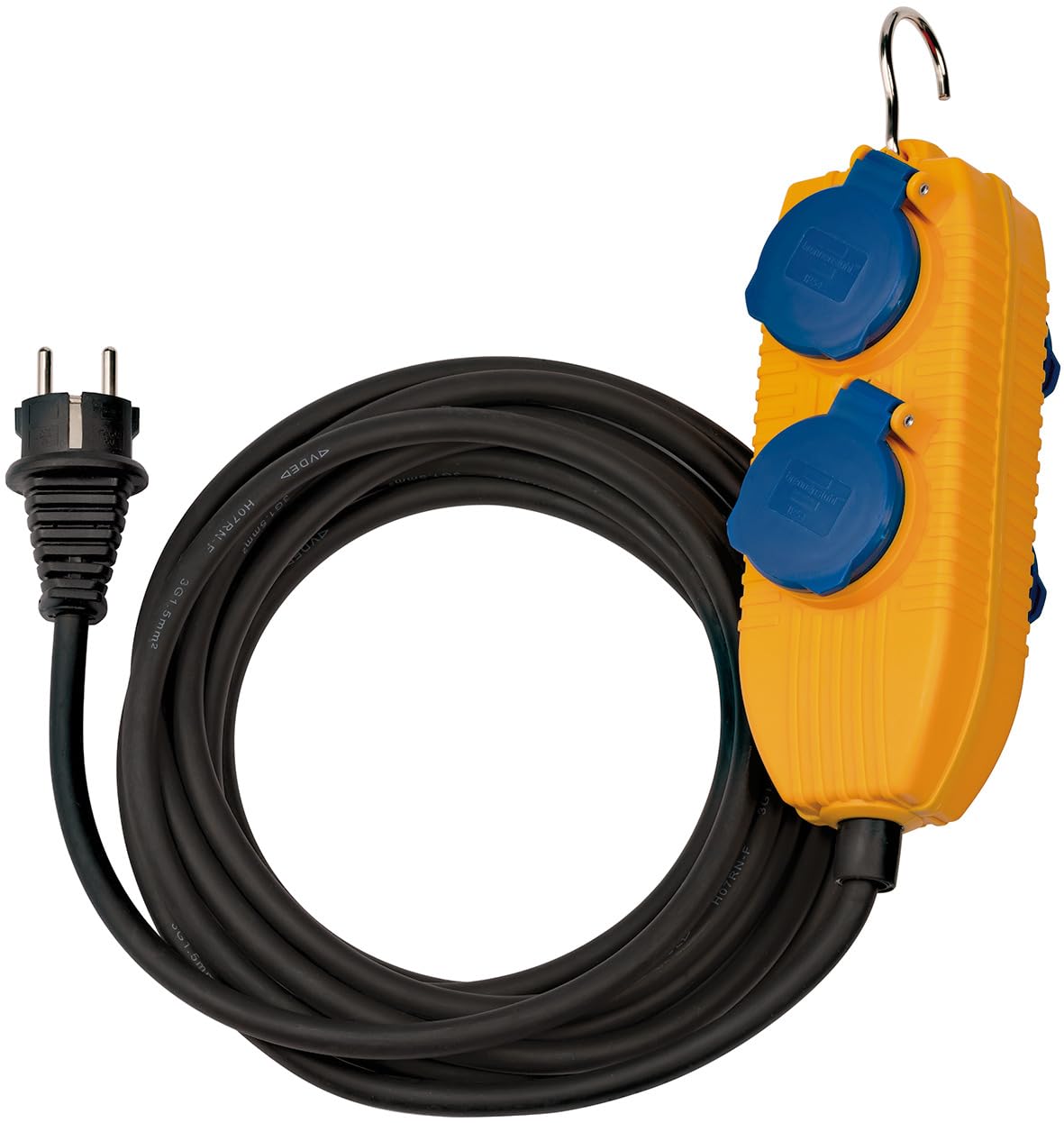 Brennenstuhl 1169200010 Construction Site Cable IP54 with Powerblock 5 m Black H07RN-F3G1,5, Yellow