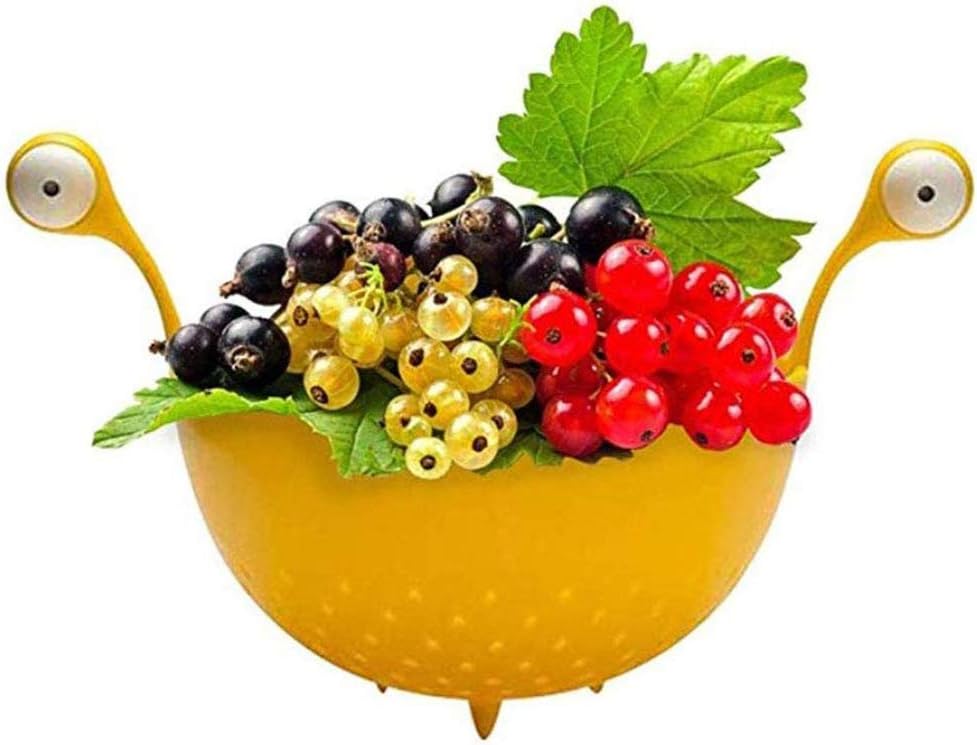 Spaghetti Monster Colander Strainer, Lovely Small Basket,Suitable for Kitchens Washing Basin,Picnics,Fruits,Vegetables,Gift (Yellow)