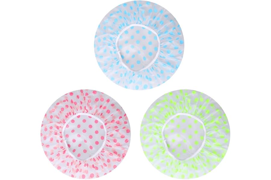 Shower Cap, 3 Pcs Waterproof Reusable Shower Caps Bath Hair Hat Stocking Stuffers for Women Men Kids