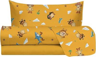 Jolly - Juego de sábanas para Cama Individual, diseño de Tenis, 100% algodón, sábana encimera + sábana Bajera + Funda de Almohada