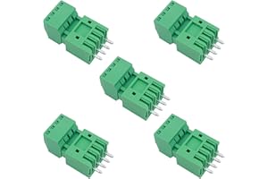 Jienk 5Set 4-Pin 125V 4A 2.54mm 0.1" Pitch PCB Mount Screw Terminal Block Connector for 26-18AWG Cable