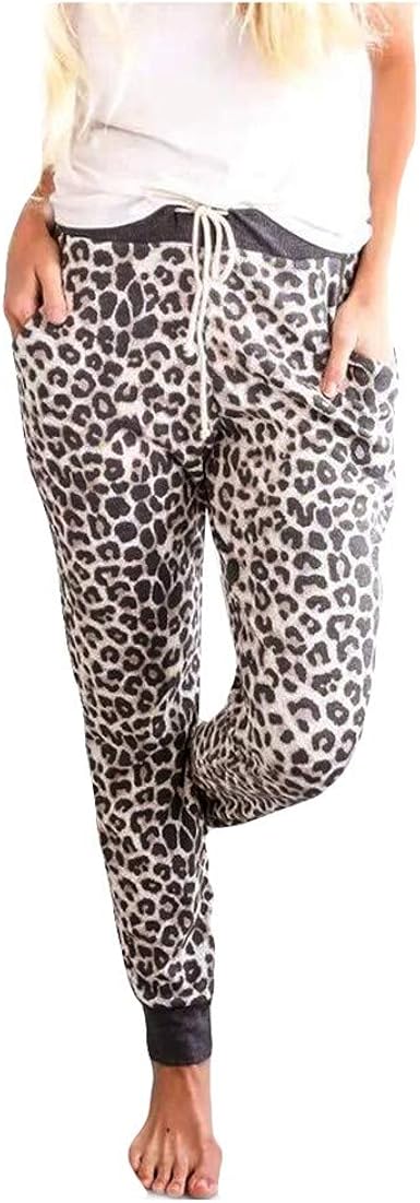 leopard print casual trousers