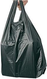 Sabco 100 Black Vest Carrier Bags 11x17x21" Heavy Duty 20mu Plastic Bags view 1