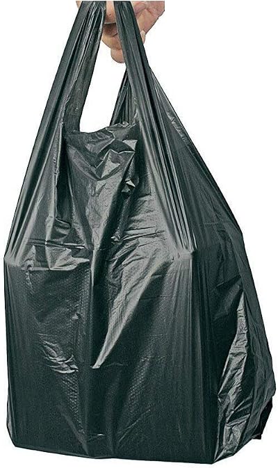 Sabco 100 Black Vest Carrier Bags 11x17x21" Heavy Duty 20mu Plastic Bags