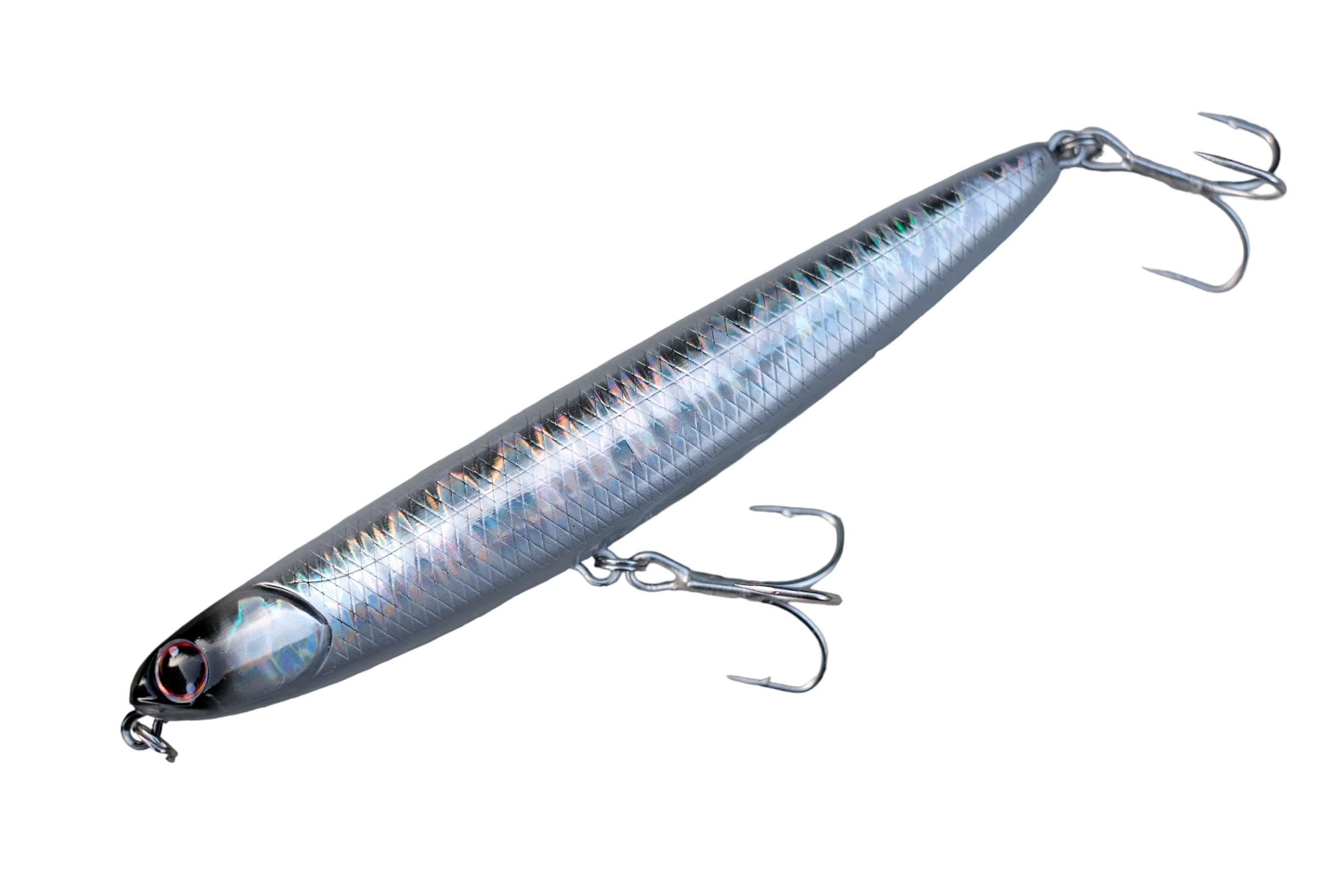 momolures - Salty Skimmer 110mm 14g bass lures topwater pencil bait sea fishing (FLASH SILVER (Rattle in))