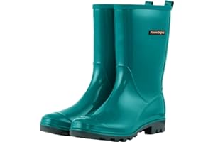 planone Mid Calf Waterproof Rain Boots For Women Anti-Slipping Garden Shoes Comfortable Insoles Stylish Light Rain Shoes Outdoor Work Shoes