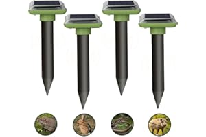 HONGXIAN 4PCS Animal Mole Repeller, Ultrasonic Mole Repellent Solar Powered, Mole Repeller, Outdoor Waterproof Solar Mole Control, Moles, Snakes, Gophers, Rats