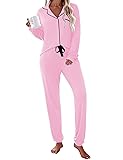 Ekouaer Pajamas Set Long Sleeve Sleepwear Womens