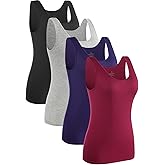Rosyline 4 Piece Women Tank Tops Basic Sleeveless Undershirt Layering Tanks