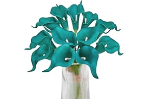 Letjolt Artificial Calla Lily Teal Flowers for Wedding Bouquet Flower 12Pcs Home Decoration Faux Calla Lilies Flower, Teal Blue
