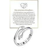 AQSGT Daughter Hug Ring For Hope Rings, Inspirational Stainless Steel Engarved With Always With You Message Adjustable Non Tarnish Open Ring Jewelry Gift for Daughter Birthday Christmas