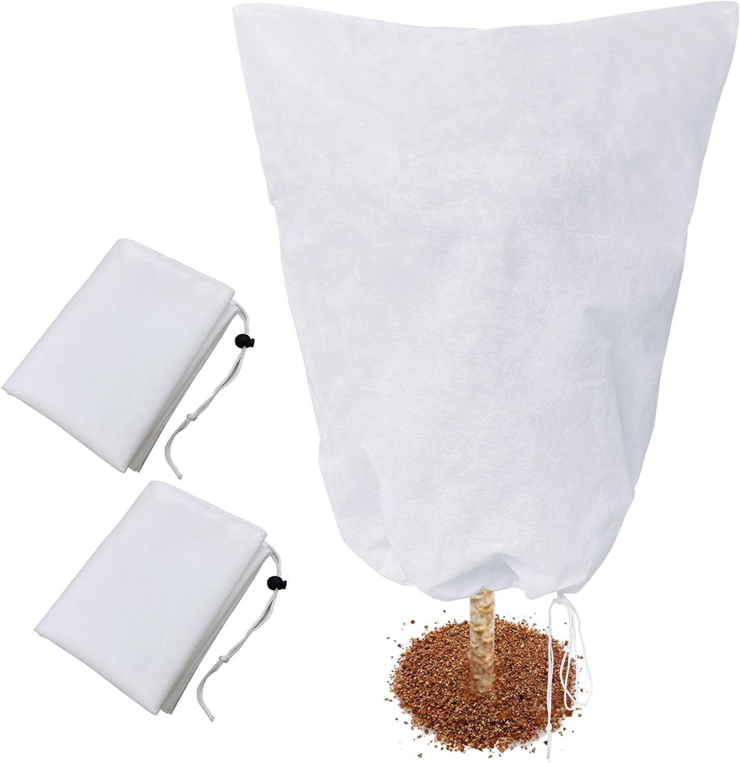 Hmfmdy Plant Covers Freeze Protection, Frost Protection Plant Covers, Reusable Plant Protector Bag, Winter Tree Covers with Drawstring, Plant Warming Fleece Jacket for Outdoor Plants 31"x 39" -2pcs