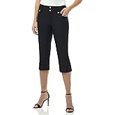Rekucci Women's Ease into Comfort Modern Classic Cuffed Capri