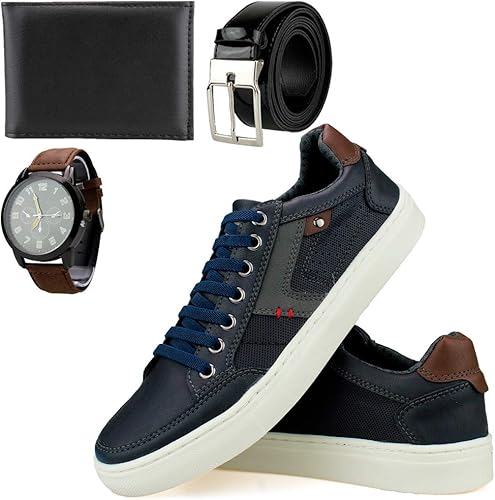 kit 3 pares de sapatênis masculino sapatofran com cinto ajustável e carteira