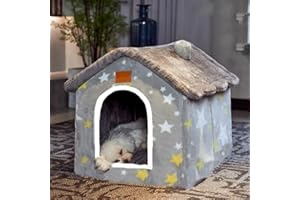 Scnbom Dog House Indoor Puppy Cave Cat Nest Kennel Pet Bed Portable Memory Sponge Foldable Houses with Cushion (Grey, S:Size fits 3.5kg/8lbs (Pets))