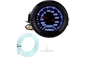 Aramox 12V Turbo Boost Pressure Gauge Vacuum Gauge Kit 52mm/2in 35PSI Digital Display Blue Red LED Modification Universal