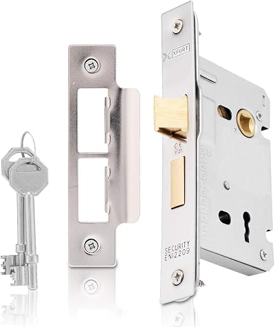 XFORT 3 Lever Polished Chrome Mortice Sashlock 65mm with Key
