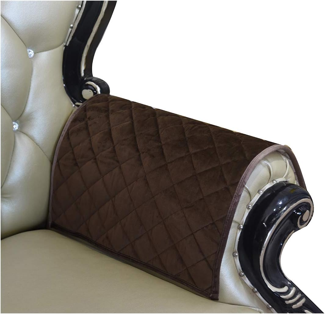 Haomaijia Nonslip Brown Sofa Armrest Covers Couch Sofa Arm