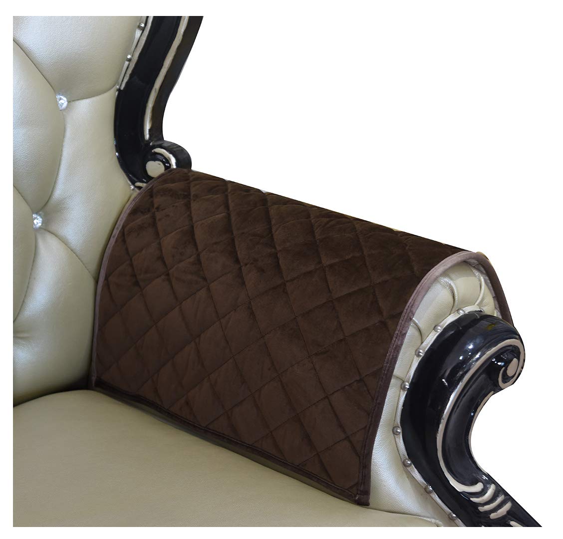 HAOMAIJIA Sofa Armrest Cover, Recliner Chair Arm Cover, Armchair Slipcover Nonslip Quilted Furniture Protector for Leather Sofa Couch (ALatte, 20 x 24 Inches - 2 Pieces)