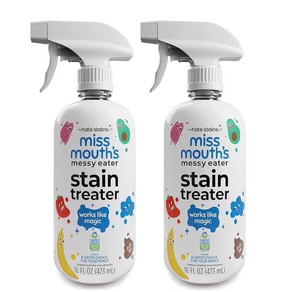 MISS MOUTH’S MESSY EATER STAIN TREATER SPRAY – STAIN REMOVER – NEWBORN & BABY ESSENTIALS – 2-PACK OF 16OZ STAIN REMOVER