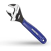 WORKPRO 8-Inch Adjustable Wrench, Cr-V Steel Wrench, Wide Jaw Black Oxide Wrench, Metric & SAE Scales, for Home, Garage, Work