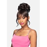 Vivica A. Fox BPB-HEAVEN, Bang &amp; Bun, Pin Curl Dome with Bangs &amp; Spiral Curl Sides, Heat Resistant Hairpiece (P4/27/30)