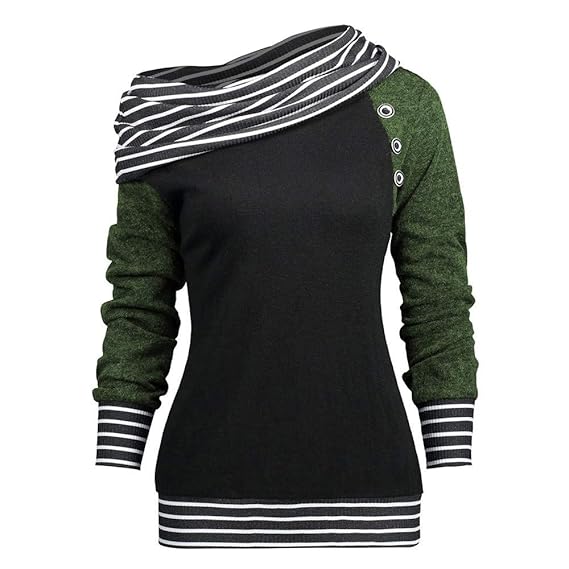 Riou Langarmshirt Frauen Herbst und Winter langärmelige Nähte Schultertaste Pullover Damenmode Schlanke Shirt Pullover
