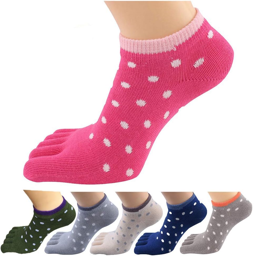 HONOW Women's Low Cut Toe Socks Ankle Cotton Running Socks(Pack of 5/6)