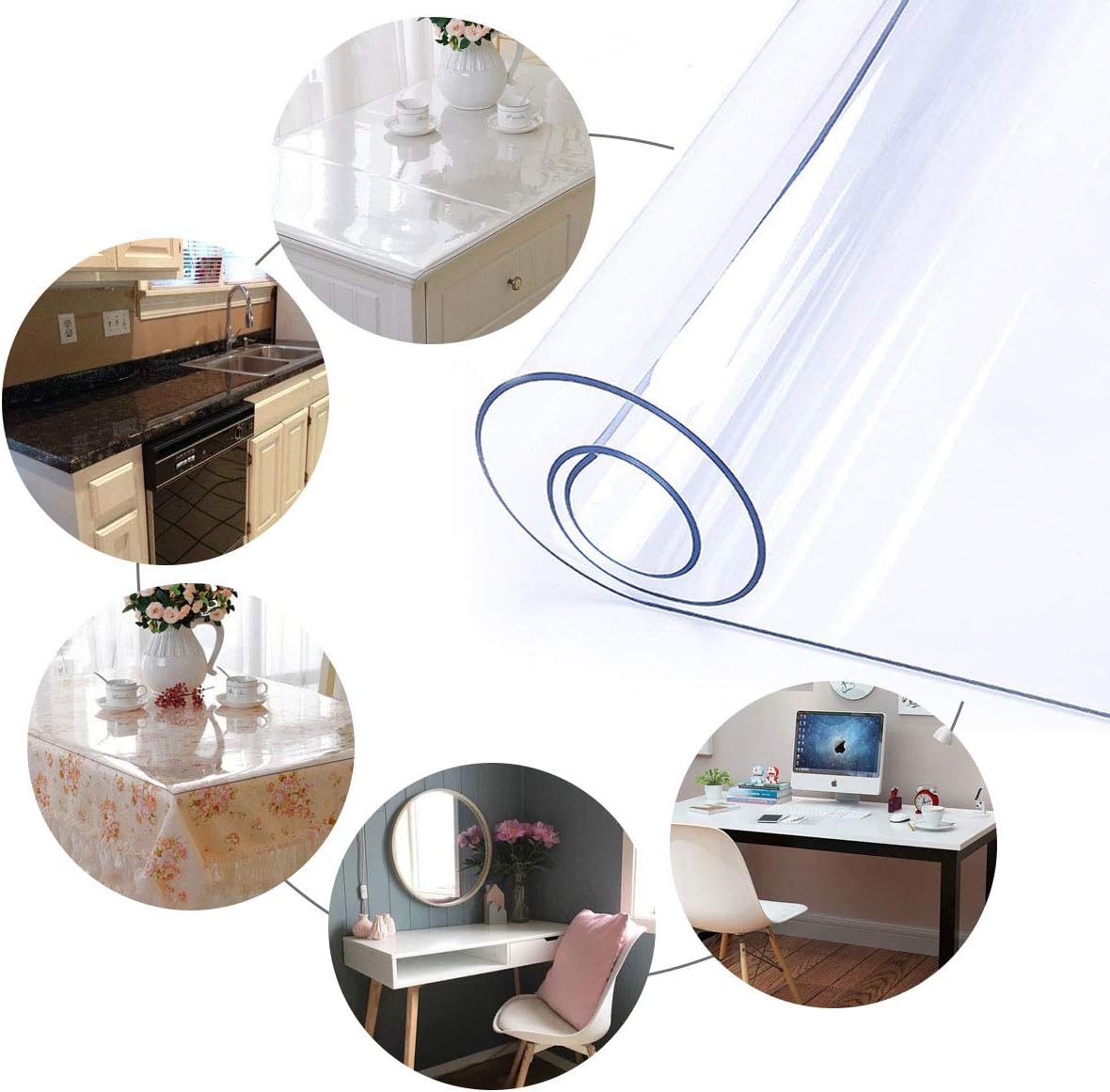 Anladia Mantel Transparente de PVC Plástico Grueso Impermeable