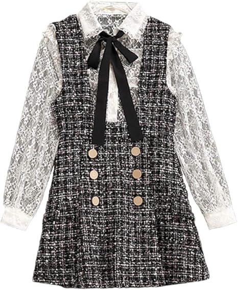 Amazon Gs001 長袖 ワンピース レース 可愛い 量産型 ワンピース ツイード チェック 韓国 レディース 秋 冬 韓国 返品交換不可 エンジェルローブヴィセ ヴィセ Visee ワンピース チュニック 通販