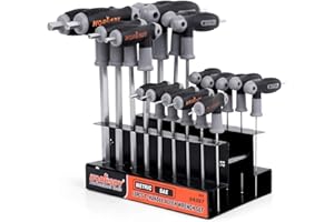 HORUSDY 18-Piece T-Handle allen wrench set, Inch/Metric Long Arm Ball End Hex Key Wrench Set, MM(1.5mm-10mm) SAE(1/16"-3/8")