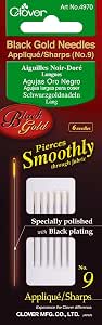 Clover Black Gold Applique Hand Sewing Needles - Pack Of 6, Size 10, Ultra-Smooth