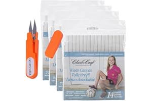 Westlake Art Charles Craft Waste Canvas 14 Ct, Cross Stitch Fabric,Bundle with Westlake Art Embroidery Scissors, Natural Canvas Fabric for Needlework Projects, Durable Cotton Blend, (6 Sheets)