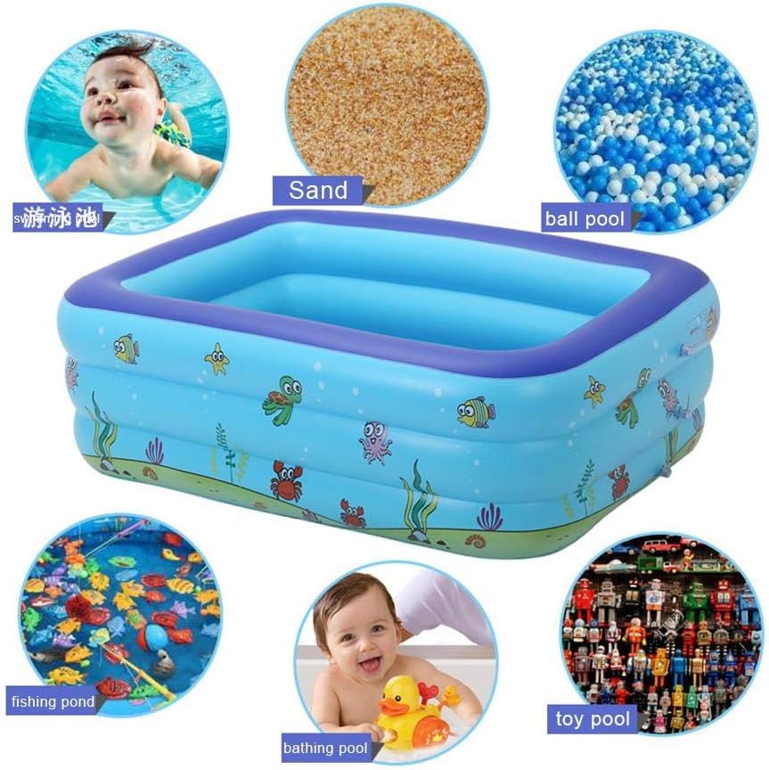 Inflatable Pools for Kids Portable Bathtub Baby Rectangular Swimming Pool Blow Up Kid Pools Hard Plastic Water Toys for Outdoor Beach Summer Party(1.3M)