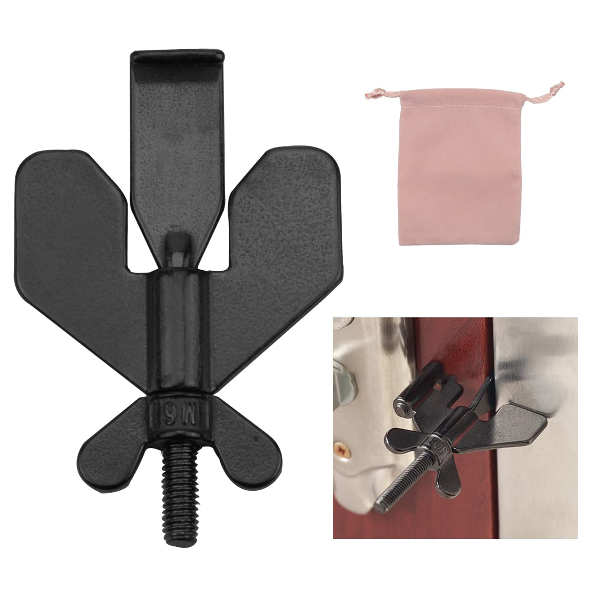 Black Portable Door Lock - Travel Lock with Additional Safety and Privacy - Heavy Duty Security Lock for Travel, Home, Apartment, Hotel, Motel, Schools, Dormitories — image 1