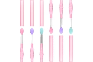 Songaa Silicone Lip Brush (6Pcs) Lip Applicator Brush Makeup Brushes with Cap, Lipstick Applicator Brushes for Lip Gloss, Lip Mask, Eyeshadow, Lip Cream (Mint Green+Purple+Dark Pink)